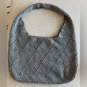 Stylish Gray Crochet Shoulder Bag